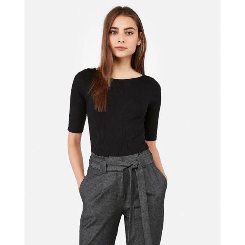 express bodysuit boat neck ribbed