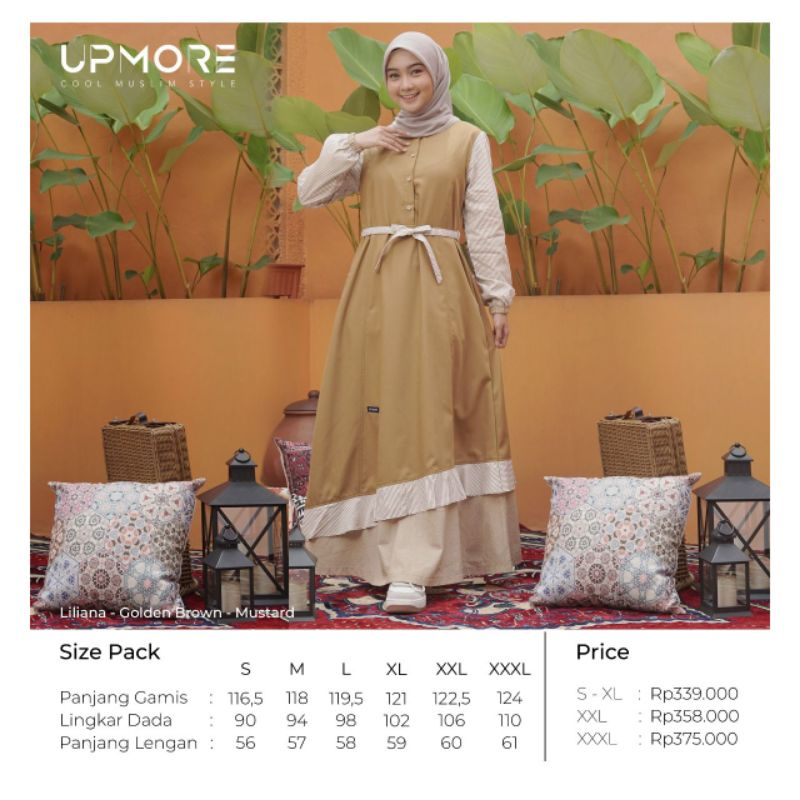 Gamis UPMORE LILIANA (Dusty Rose, Golden Brown ) Gamis Katun ORI UPMORE | COD