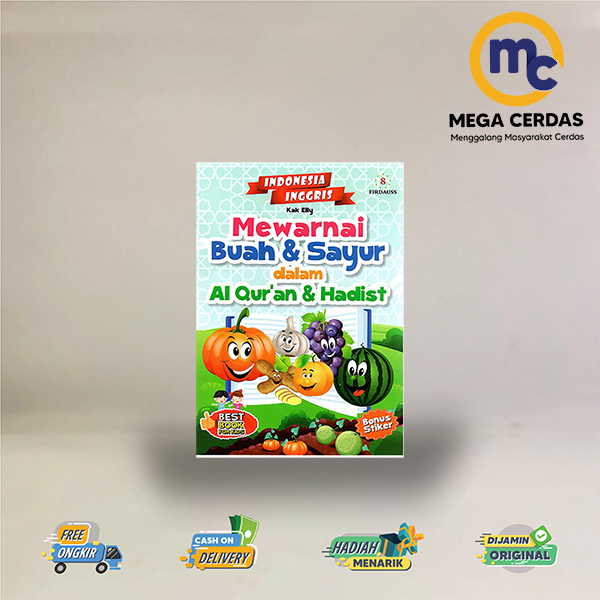 BUKU ANAK MEWARNAI BUAH & SAYUR BONUS STIKER (INDONESIA-INGGRIS)