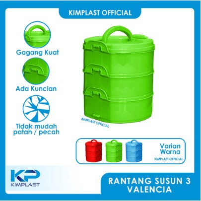 KIMPLAST RANTANG VALENCIA Susun 3/ Rantang susun 3 plastik / Rantang susun 3 / rantang susun Hajatan