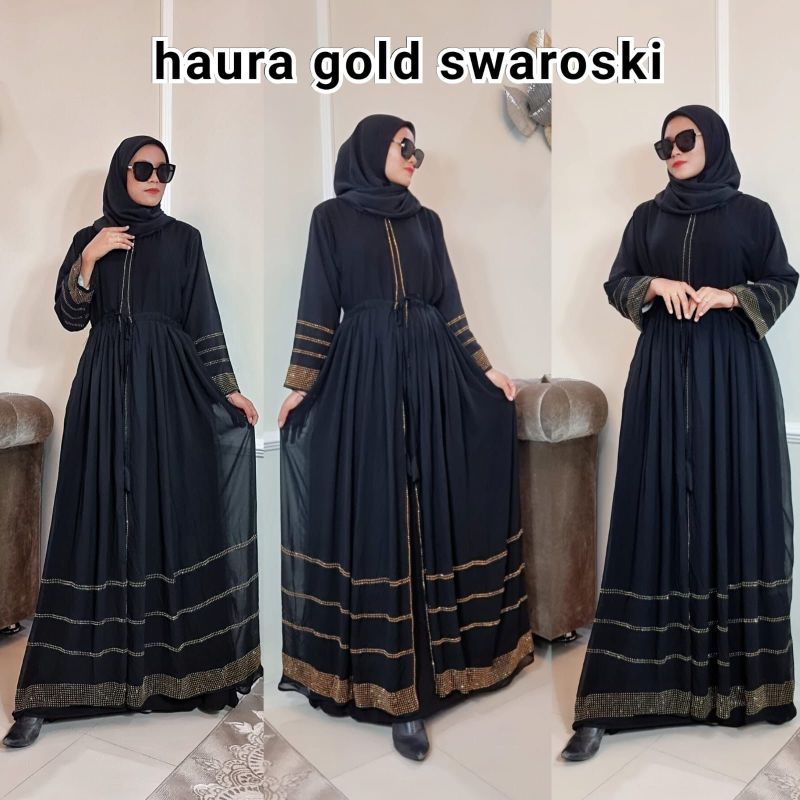 Abya Haura Swaroski Gold/Abaya Turkey/Abayaarab/Abaya2023/Abaya Terbaru/Abaya