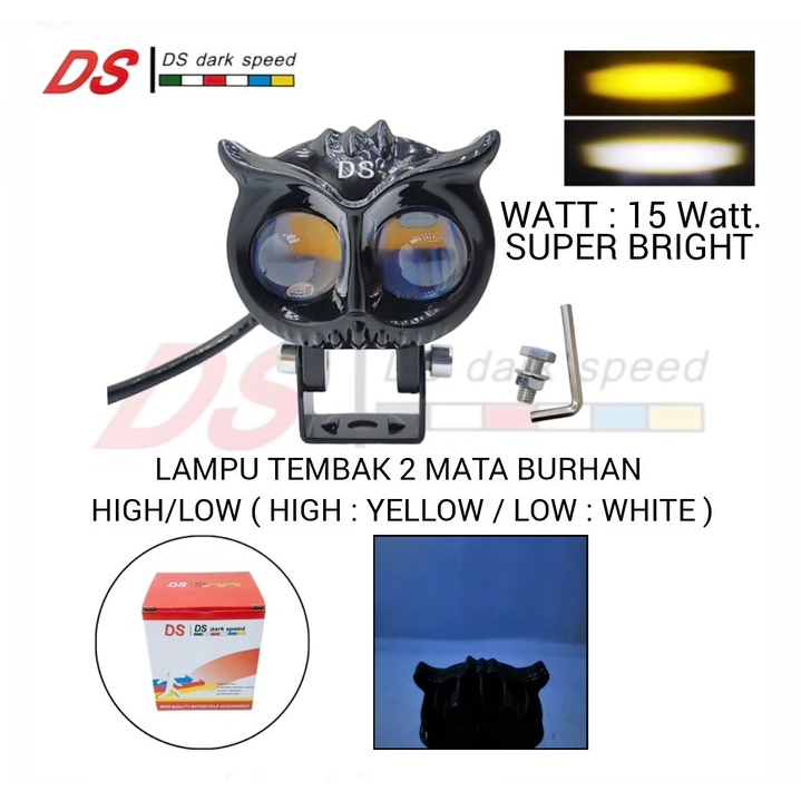 ( VIRAL ) - lampu tembak 2 mata burhan owl hig/low super bright 12watt warna universal semua motor