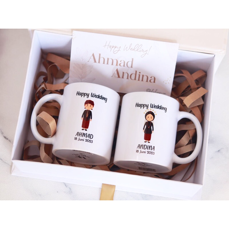 

Kado Hampers Wedding Mug Couple Custom Desain & Foto
