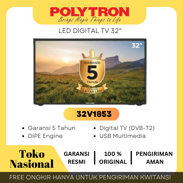 [Cianjur] TV LED Polytron Digital 32 Inch 32V0753 32V1853