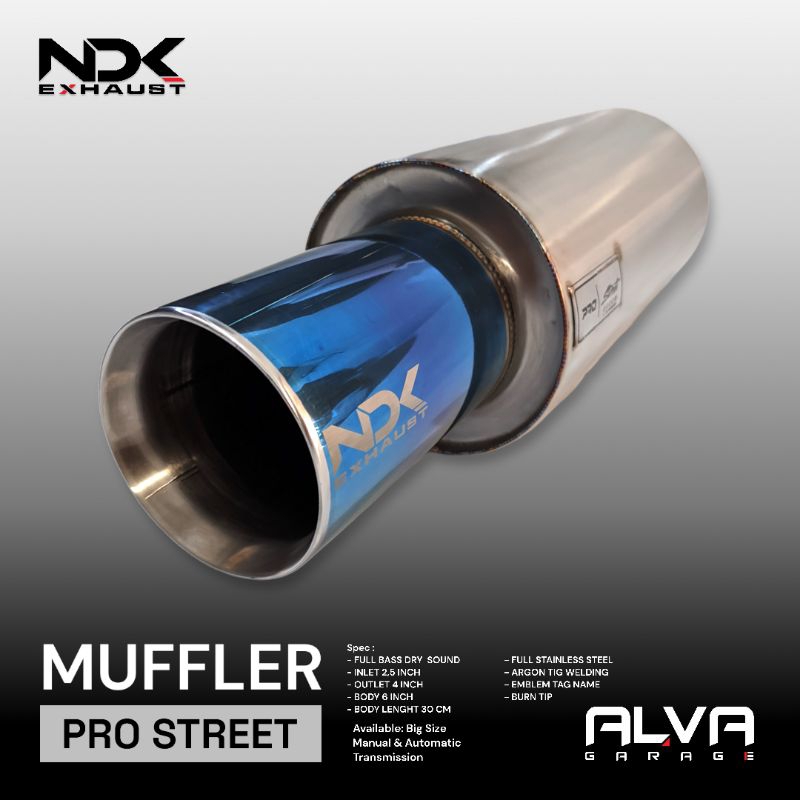 NDK Exhaust Muffler NDK Pro Street Type Bruntip Polish Big Size NDK EXHAUST Bass Kering Inlet 2.5 in