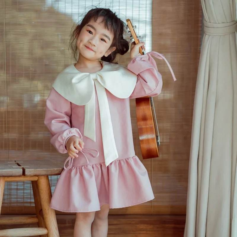 Dress Anak Perempuan Feminine Big Ribbon Pink