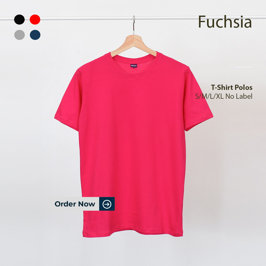 KAOS POLOS WANITA LENGAN PENDEK WARNA FUCHSIA UKURAN S-XL BAHAN COTTON COMBED 30S ORGINAL