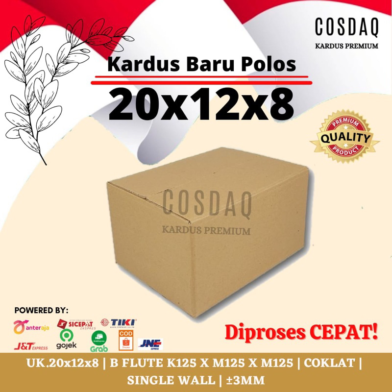 

box packing ukuran 20x12x8 cm kardus baru