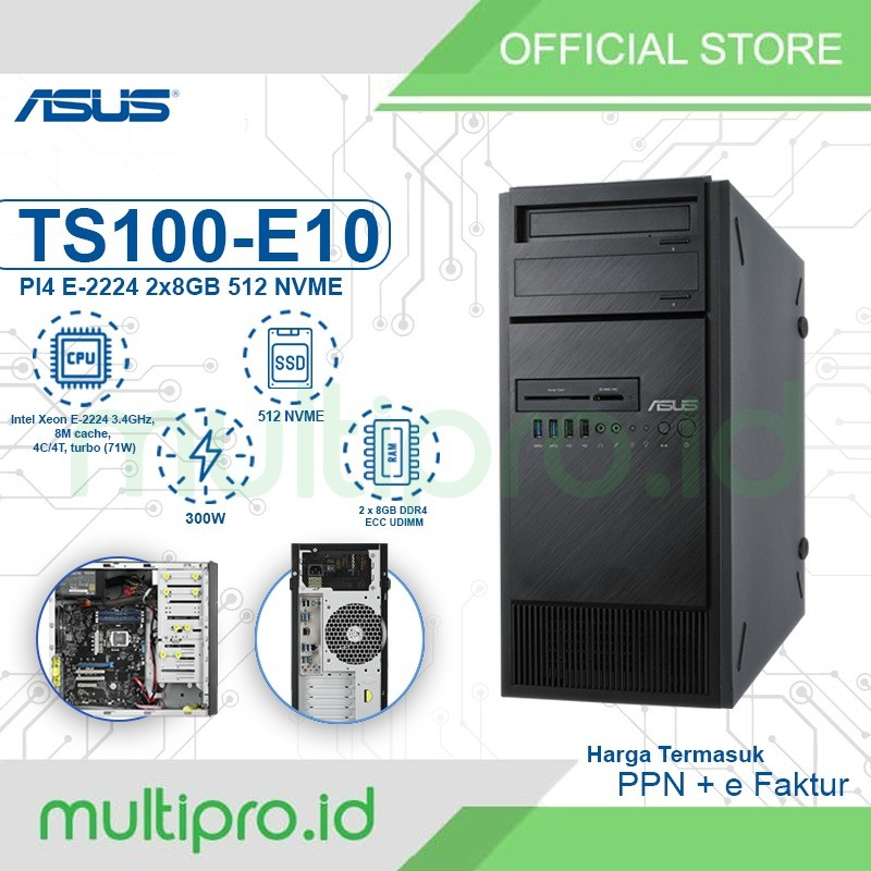 Server Asus TS100 Xeon E-2224 2x8GB 512 NVME