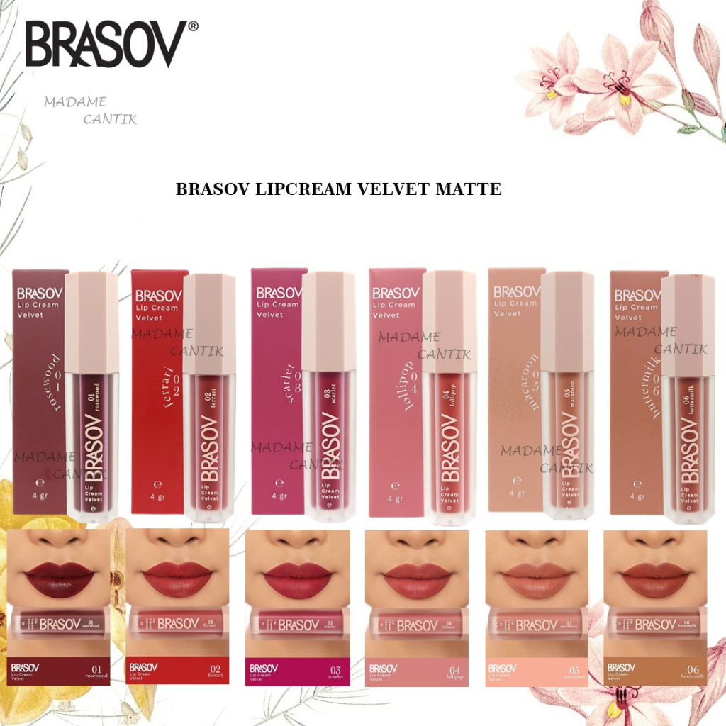 ✿ MADAME ✿ BRASOV LIP CREAM VELVET - LIPCREAM KOREA MATTE | LIPSTICK CAIR BPOM
