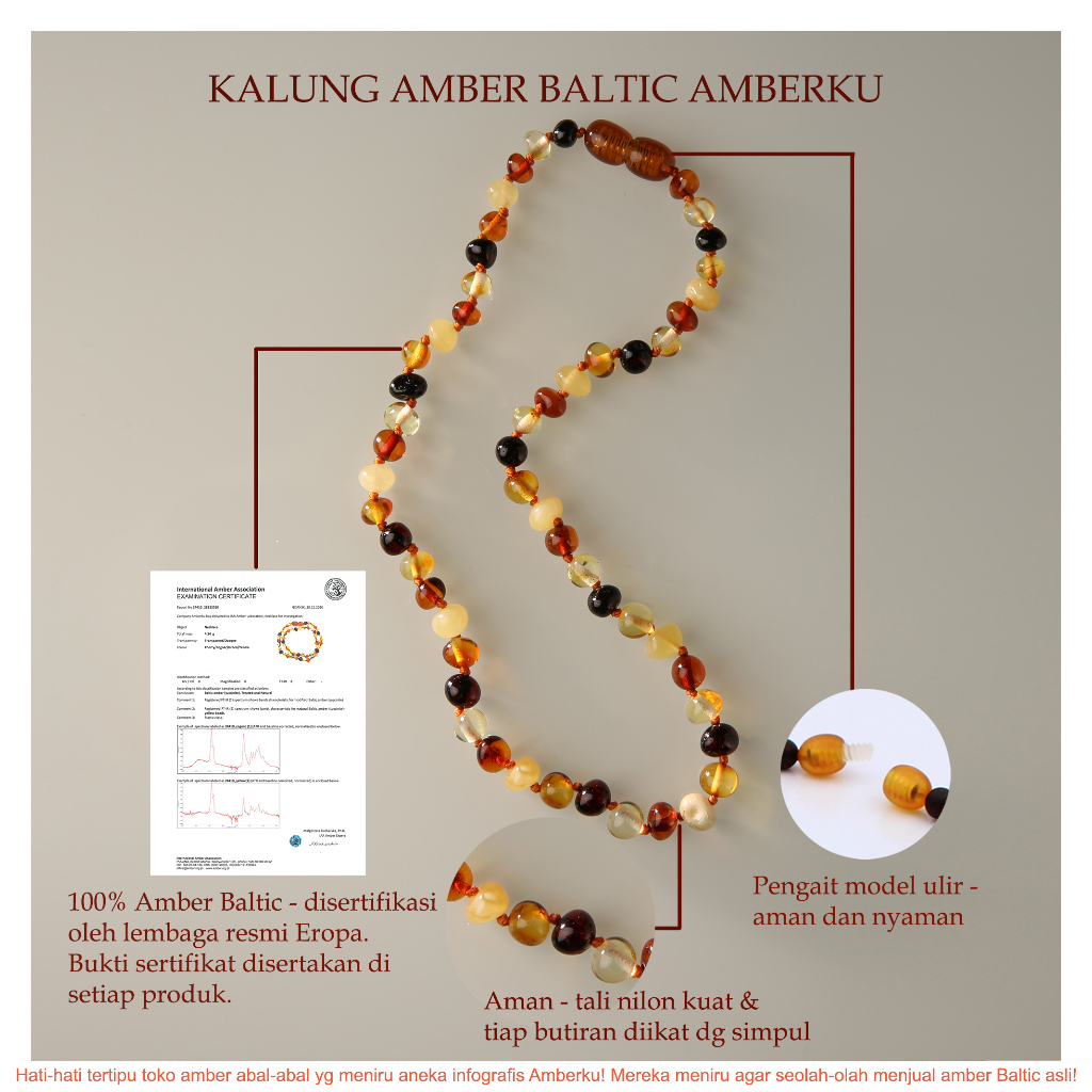 AMBERKU BESTSELLER Kalung Amber Baltic Anak Ameena [K11C]