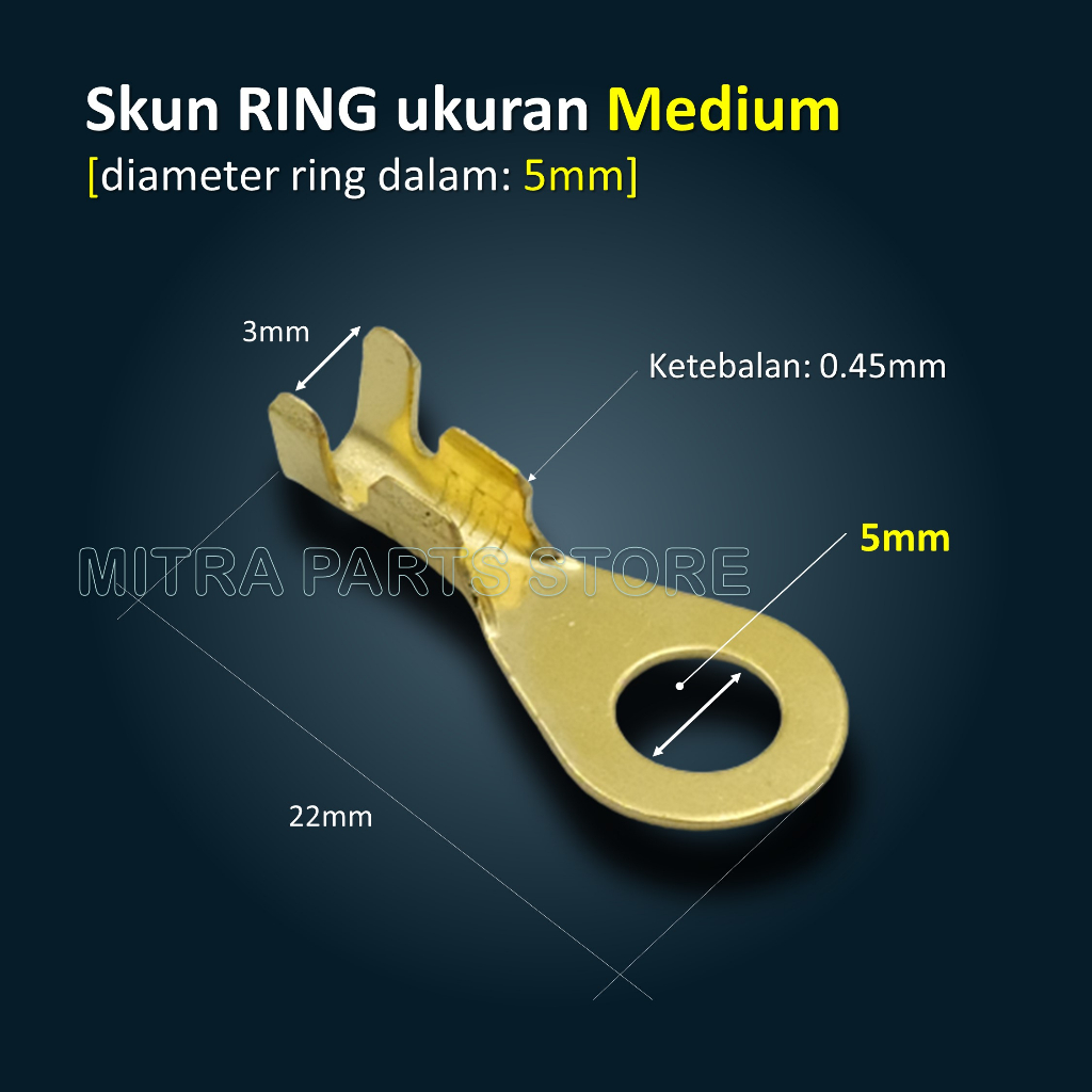 Skun Konektor Kabel Motor RING MEDIUM 5mm - 25 PCS