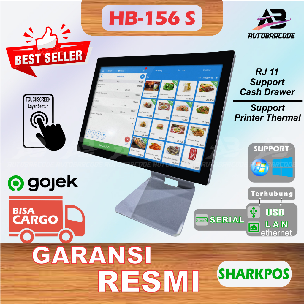 All in One PC POS Kasir Touchscreen Windows - Sharkpos HB-156S / HB156S / HB 156 S
