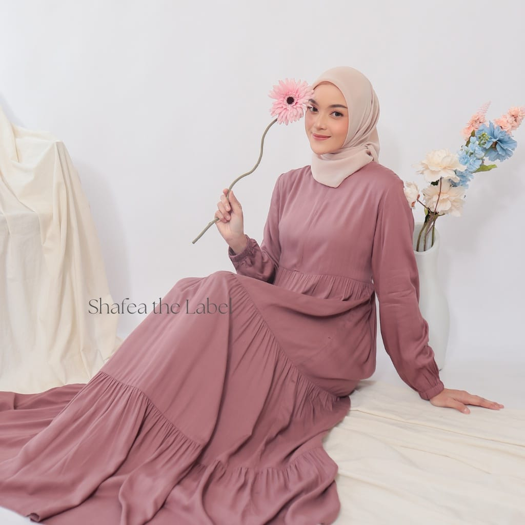 Melia Dress 2 Set OOTD Kondangan Midi Dress Korean Style Mini Dress Polos Basic Dress Hijab Casual B