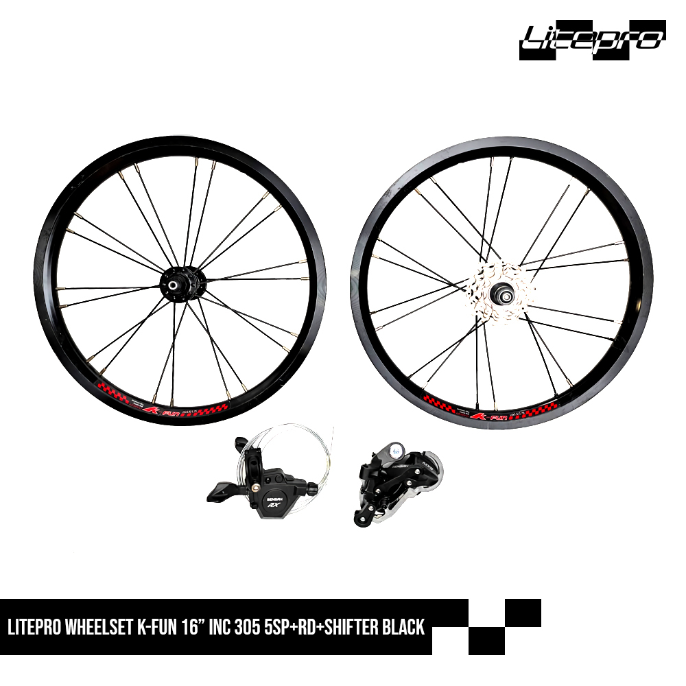LITEPRO WHEELSET K-FUN 16" 305 5SP+RD+SHIFTER BLACK