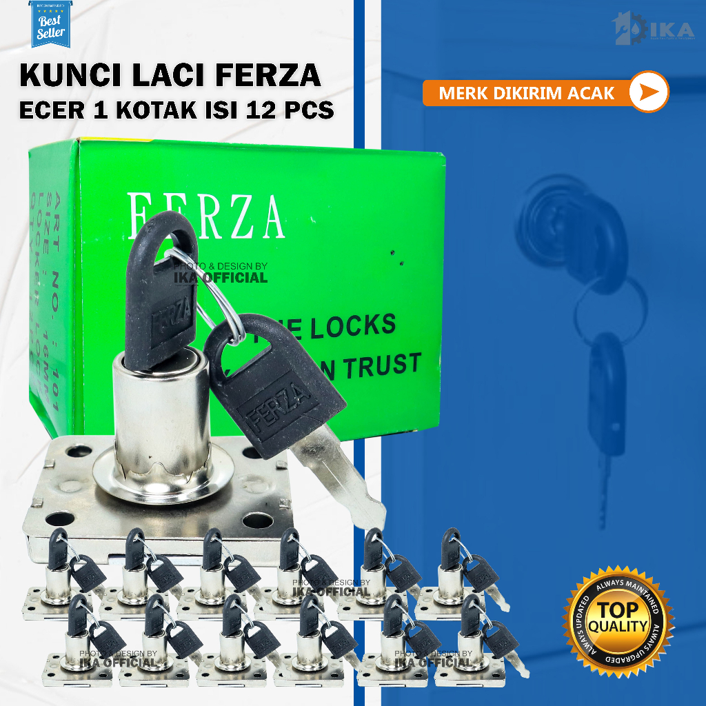 Kunci laci kunci lemari 101 16mm per lusin 12pcs