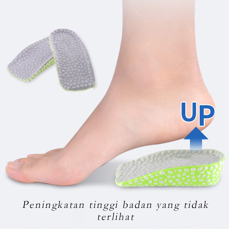 Sol Wanita Dan Pria Sol Anti Selip Penambah Tinggi Badan Yang Nyaman Dan Anti Selip Sol Hijau Ukuran 1,5 Cm, 2,5 Cm, Dan 3,5 Cm