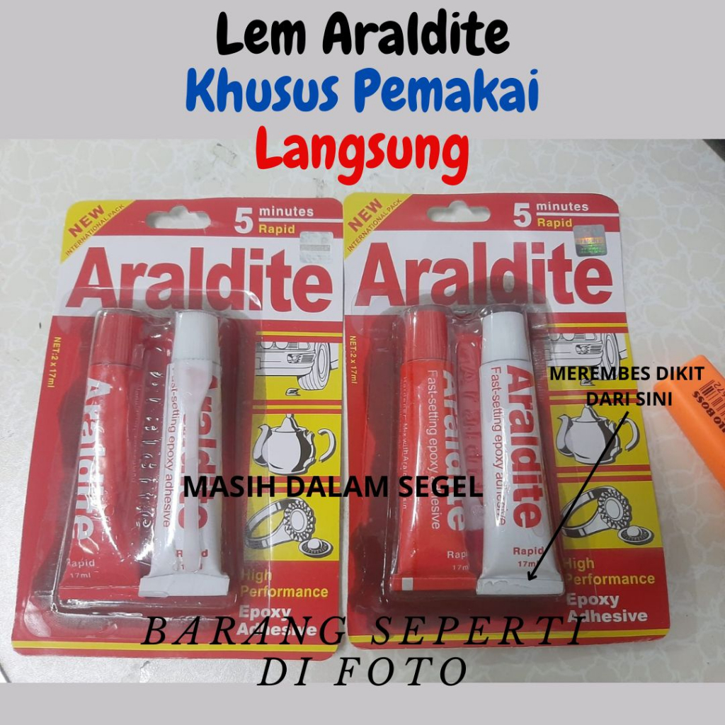 OLS Lem besi araldite araldit merah 5 menit epoxy resin+hardener adhesive OLS