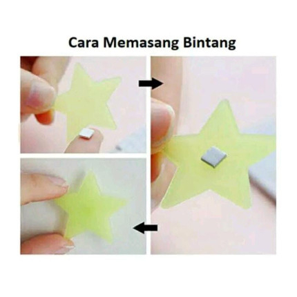 Stiker Bintang Per 100pcs / Stiker Dinding / Glow In The Dark Star Sticker Import