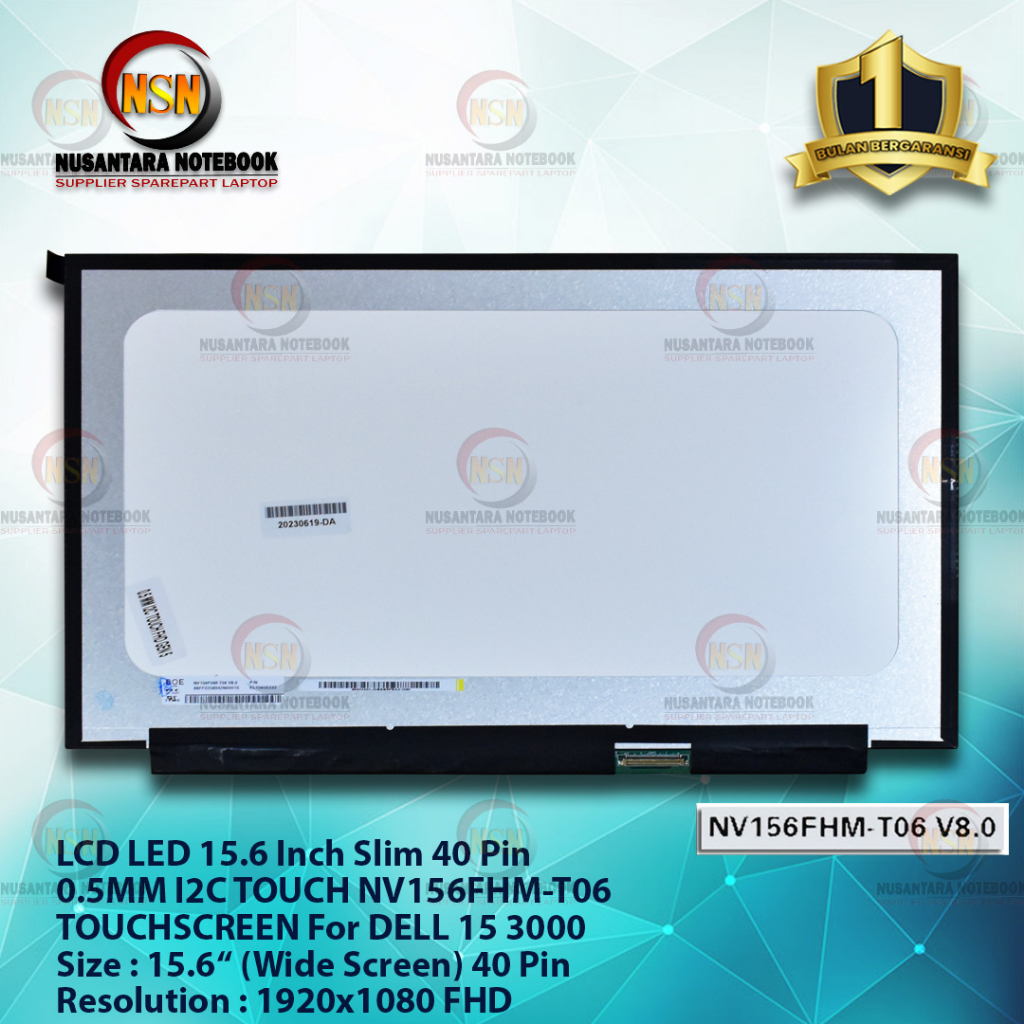 LCD LED 15.6 Slim FULL HD 40 Pin 0.5MM NV156FHM-T06 TOUCHSCREEN DELL 15 3000