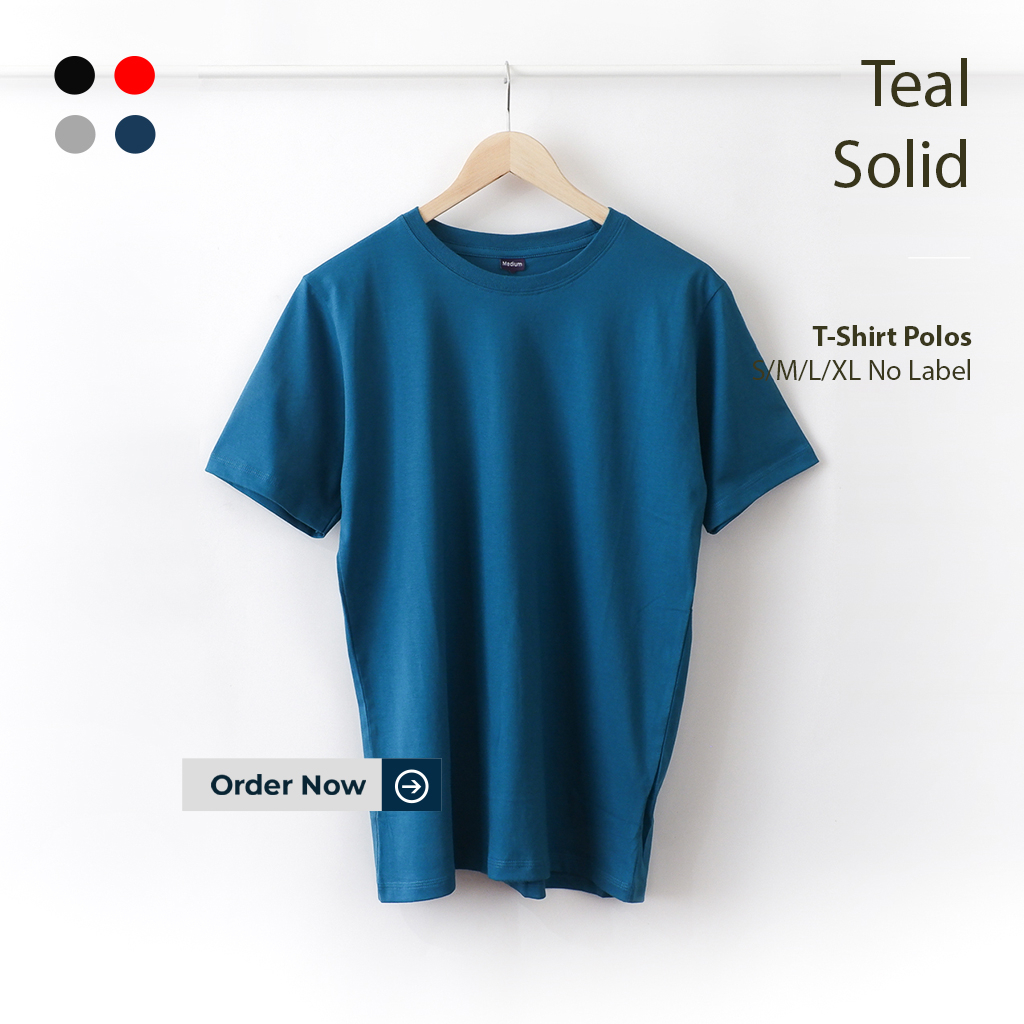 KAOS POLOS PRIA TEAL SOLID TANGAN PENDEK UKURAN S-XL BAHAN COTTON COMBED 30S ORGINAL
