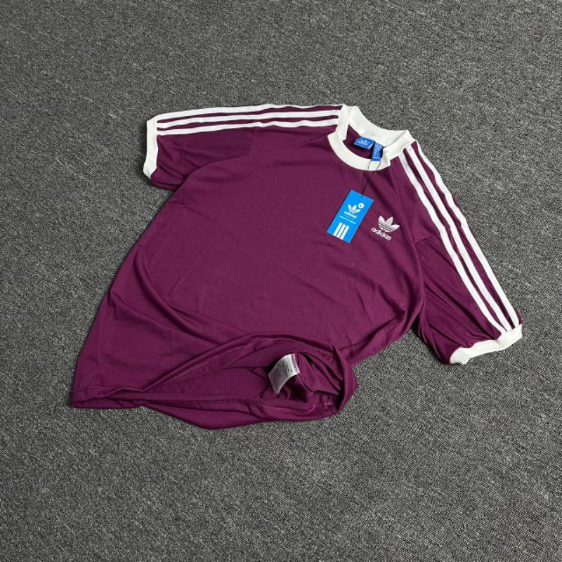 KAOS RINGER ADIDAS UNGU FULL TAG LABEL CASUAL HYPE