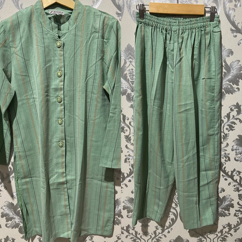 Setelan-1 set baju muslim/pesta/kerja wanita hijau