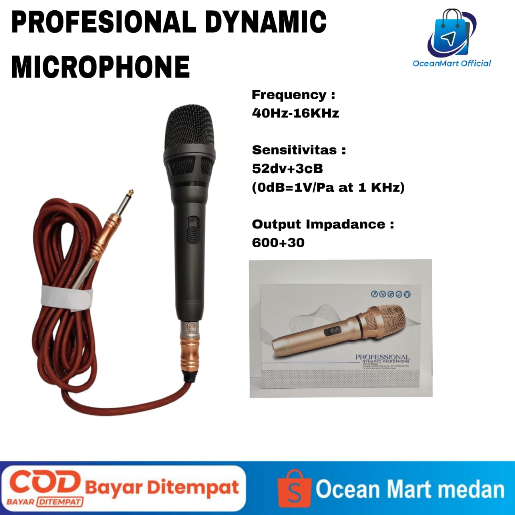 Mic Karaoke Kabel Single Profesional Dynamic Microphone Cable Premium OCEANMART Aksesoris Speaker OCEAN MART