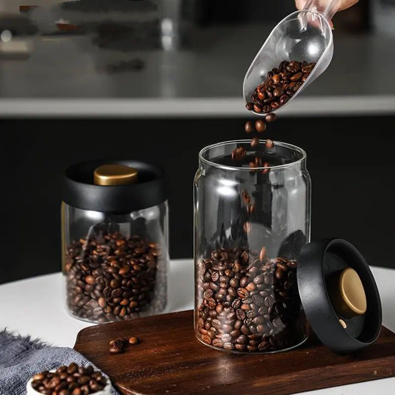 toples vacuum kaca makanan cemilan / coffee bean sealed food storage tank biji kopi teh