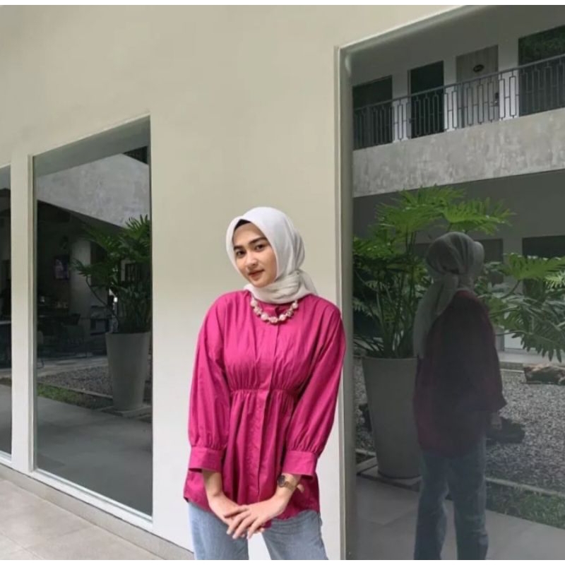 ALYA SHIRT/Kemeja Wanita Kerut Depan/Kemeja Cewek/Kemeja Wanita Oversize