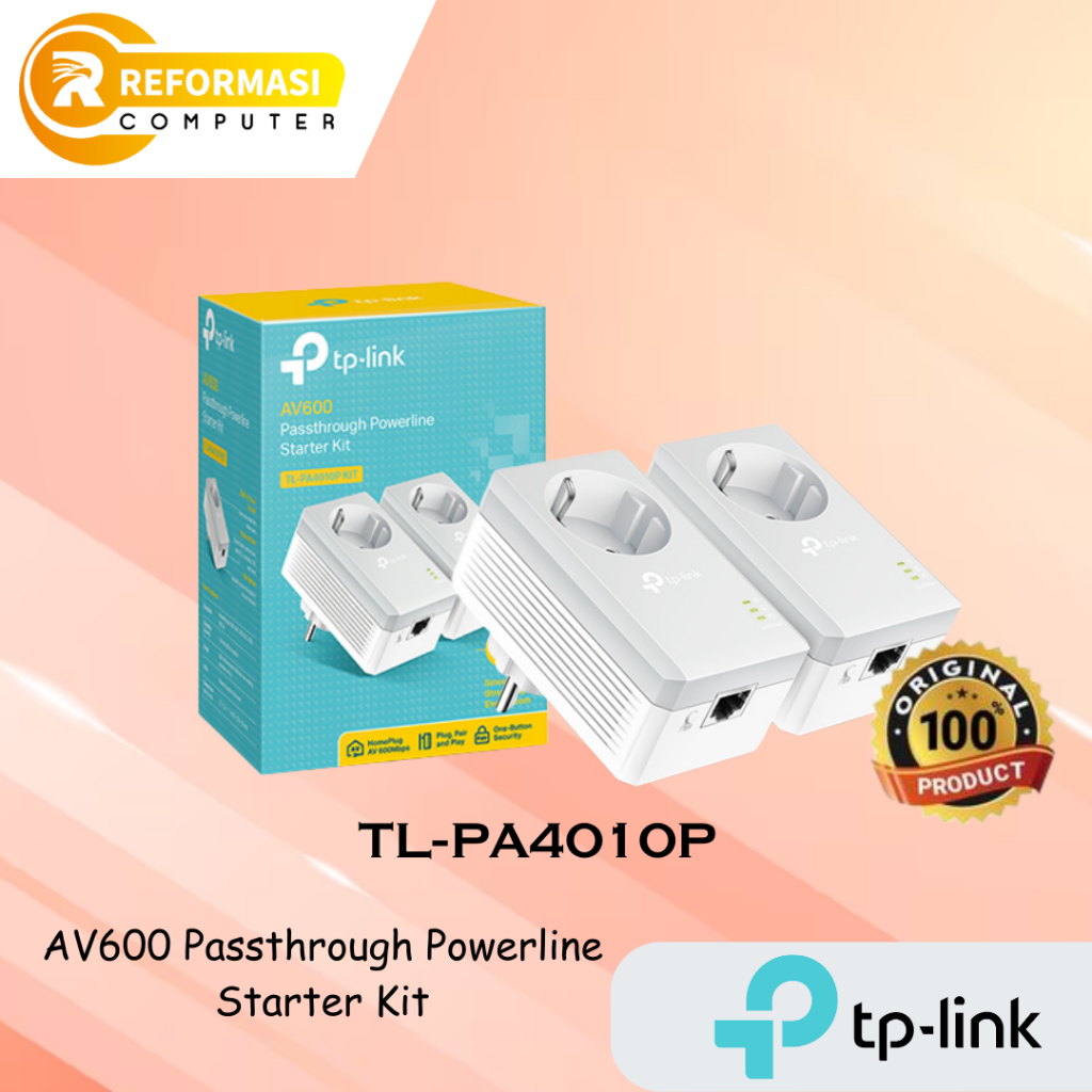 TPLink TL-PA4010P KIT AV600 Passthrough Powerline KIT