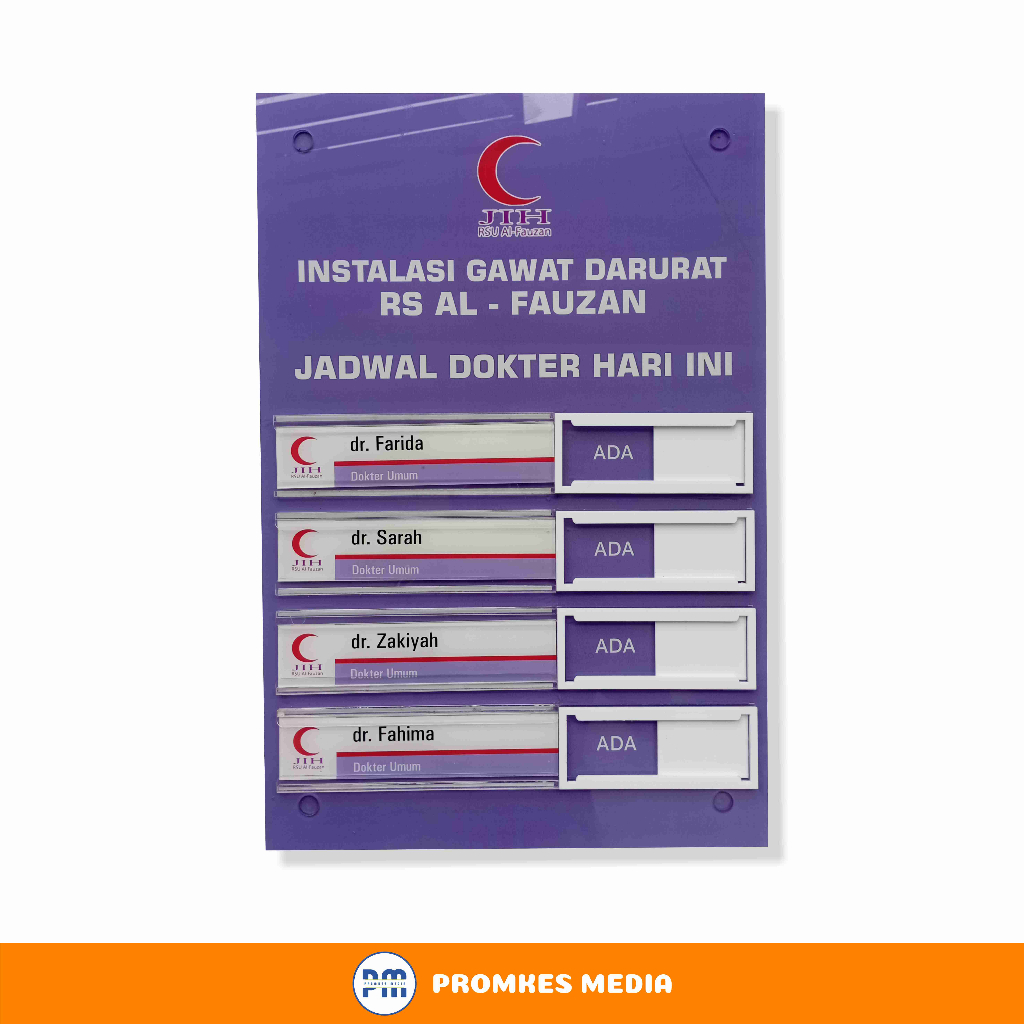 Akrilik Informasi Dokter, papan Akrilik praktek dokter, daftar hadir