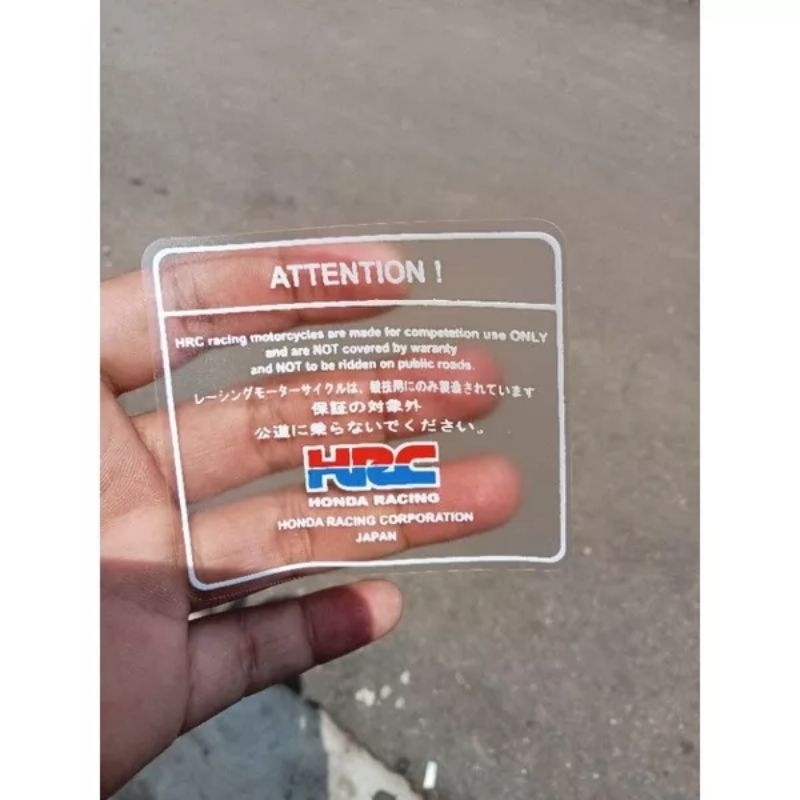 

STIKER HRC TRANSPARAN WARNING ATTENTION !