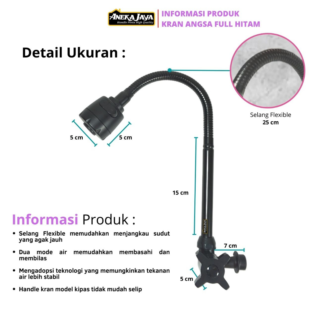 Kran Angsa Cuci Piring Dapur Fleksibel 2 Mode - 1/2 inch Material Stainlees Steel Original