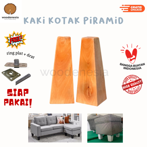 WOODENESIA Kaki kotak piramid kayu kursi sofa 10cm s/d 20cm