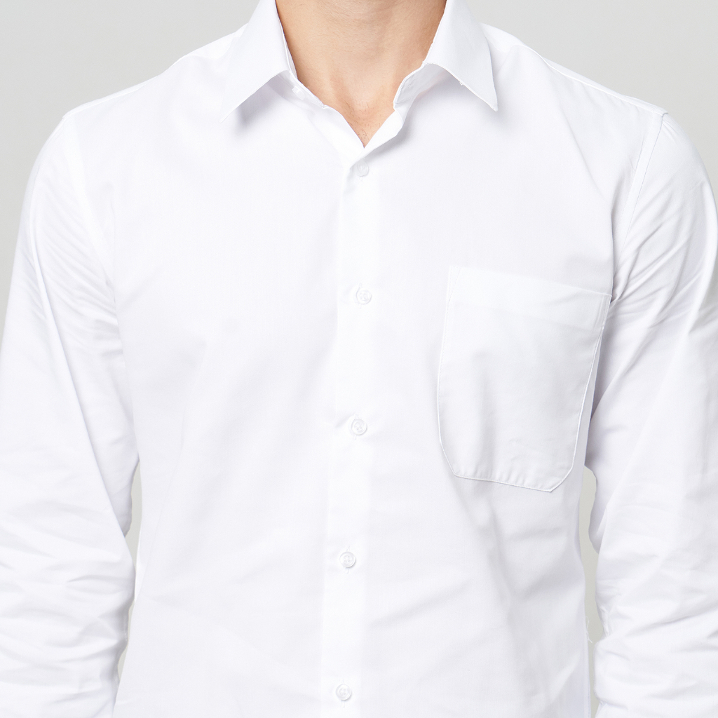 Kemeja Kerja Pria Formal WD &amp; Co. Slim Fit White / Putih Polos Bahan Oxford Lengan Panjang | Hem Pria Ukuran Jumbo Big Size | Kemeja Dalaman Jas