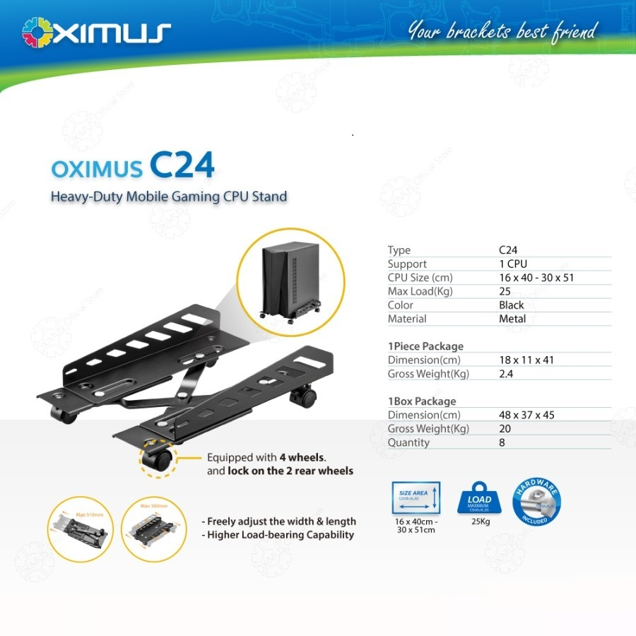 OXIMUS C24 Rak CPU Tray CPU Tempat CPU tatakan Adjustable Width CPU