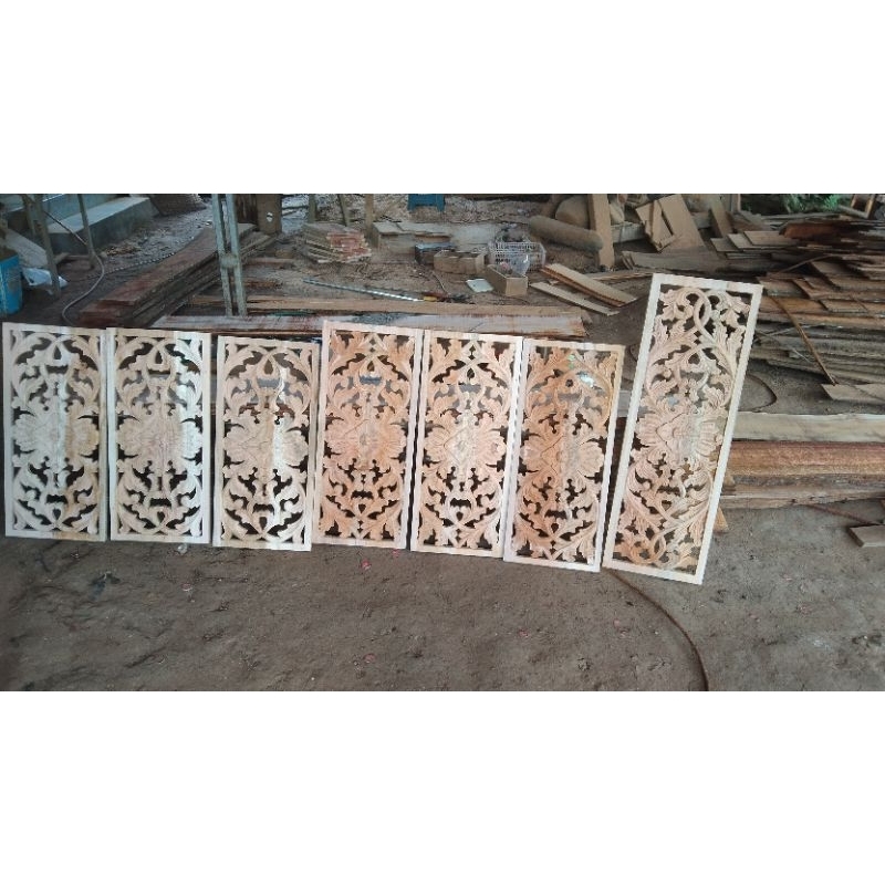 dekorasi dinding 90x30 ornamen ukiran kayu hiasan dinding jendela pintu