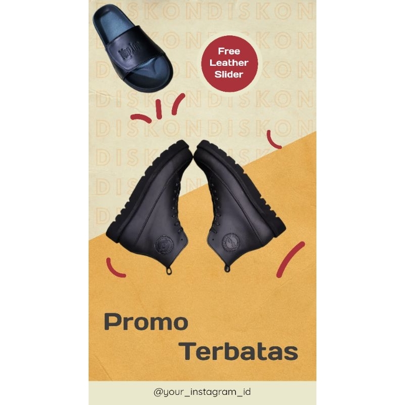 Big Sale Lewis Full Black Free Leather Slider - Sepatu Sneaker Sneakers Kulit Sapi Asli