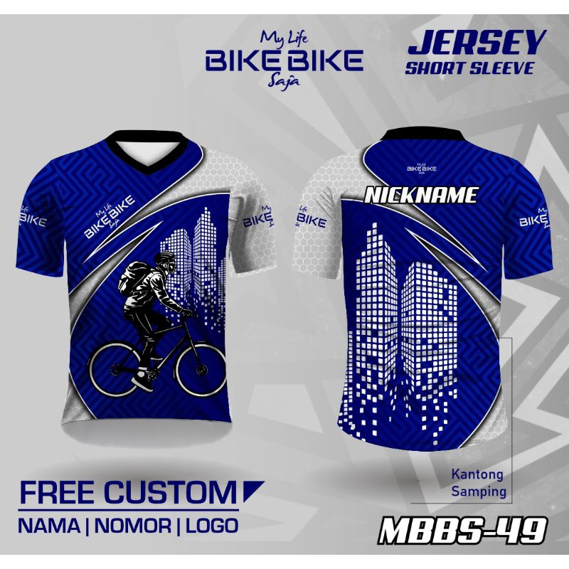 Jersey gowes kaos sepeda lengan pendek kantong samping