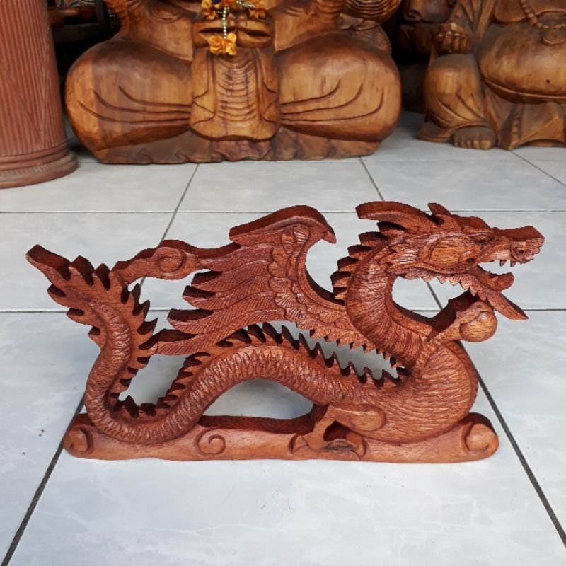 Pajangan dinding kayu ukiran Bali relief naga Wall decor