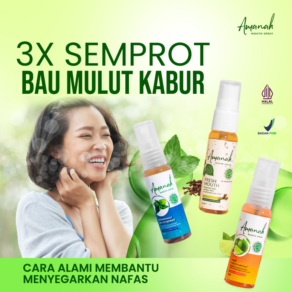 Amanah Mouthspray Parfum Mulut Alami BPOM HALAL MUI Solusi Bau Mulut