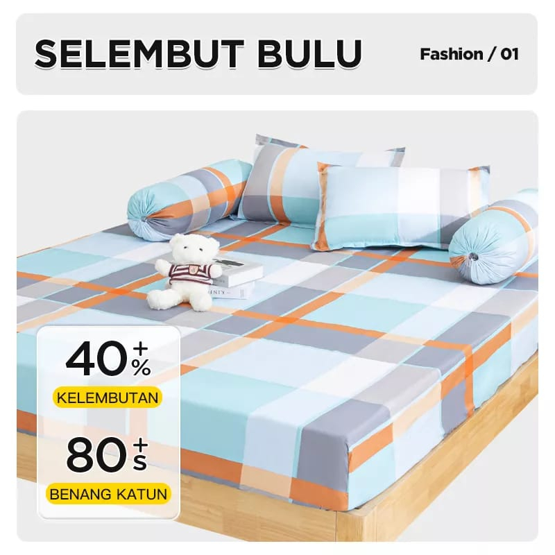 MILIKI SEGERA Sprei set aesthetic sprai kotak hitam 120x200 160x200 180x200 murah premium set sarung bantal dan guling Ready stok bisa cod