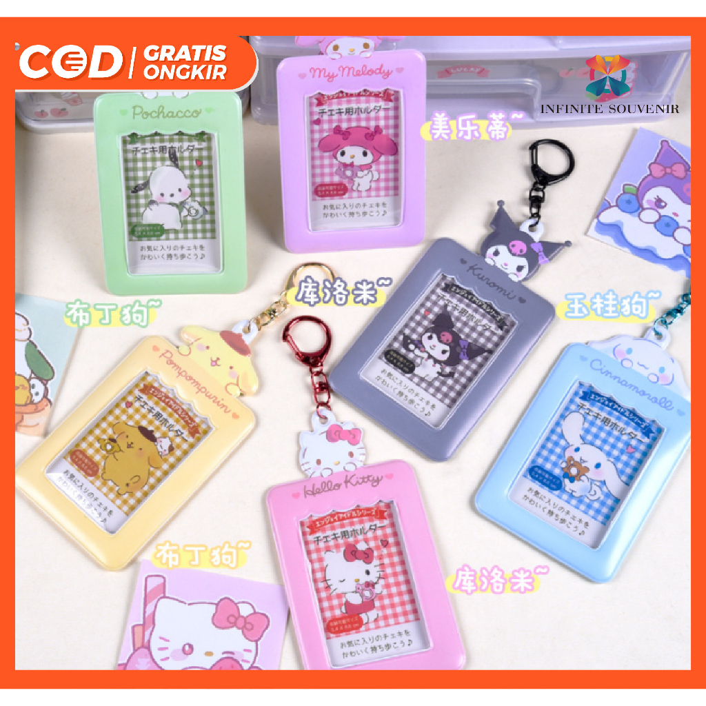 (N015) Id Card Holder Sanrio / Bahan Plastik Waterproof / Muat 2 Kartu / Nametag Sekolah