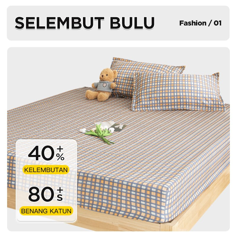 Rumah_kita2020 Sprei set dengan sarung bantal Motif cantik dan asthetic ukuran 180X200X25CM