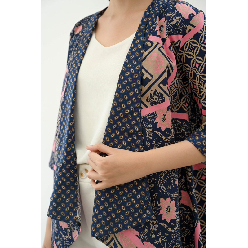 Cardigan panjang batik wanita modern lengan panjang / long cardi batik / long outer kantor 281 164