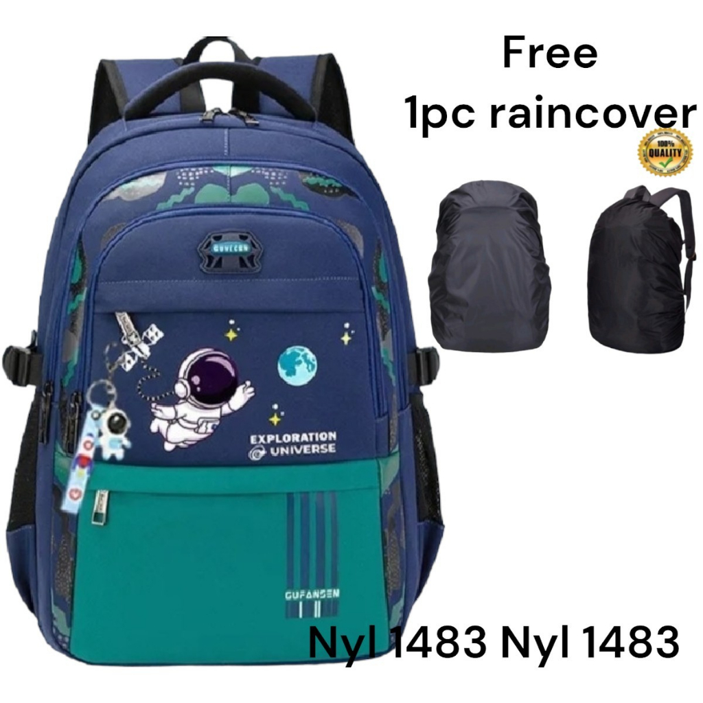 Tas ransel anak sekolah SD SMP Astronot gratis raincover