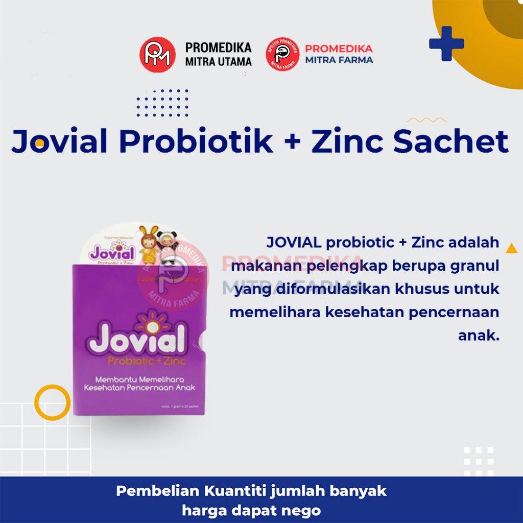 Jovial Probiotik + Zinc Sachet/Pcs / Suplemen Makanan untuk Bayi dan Anak / Suplemen Kesehatan untuk
