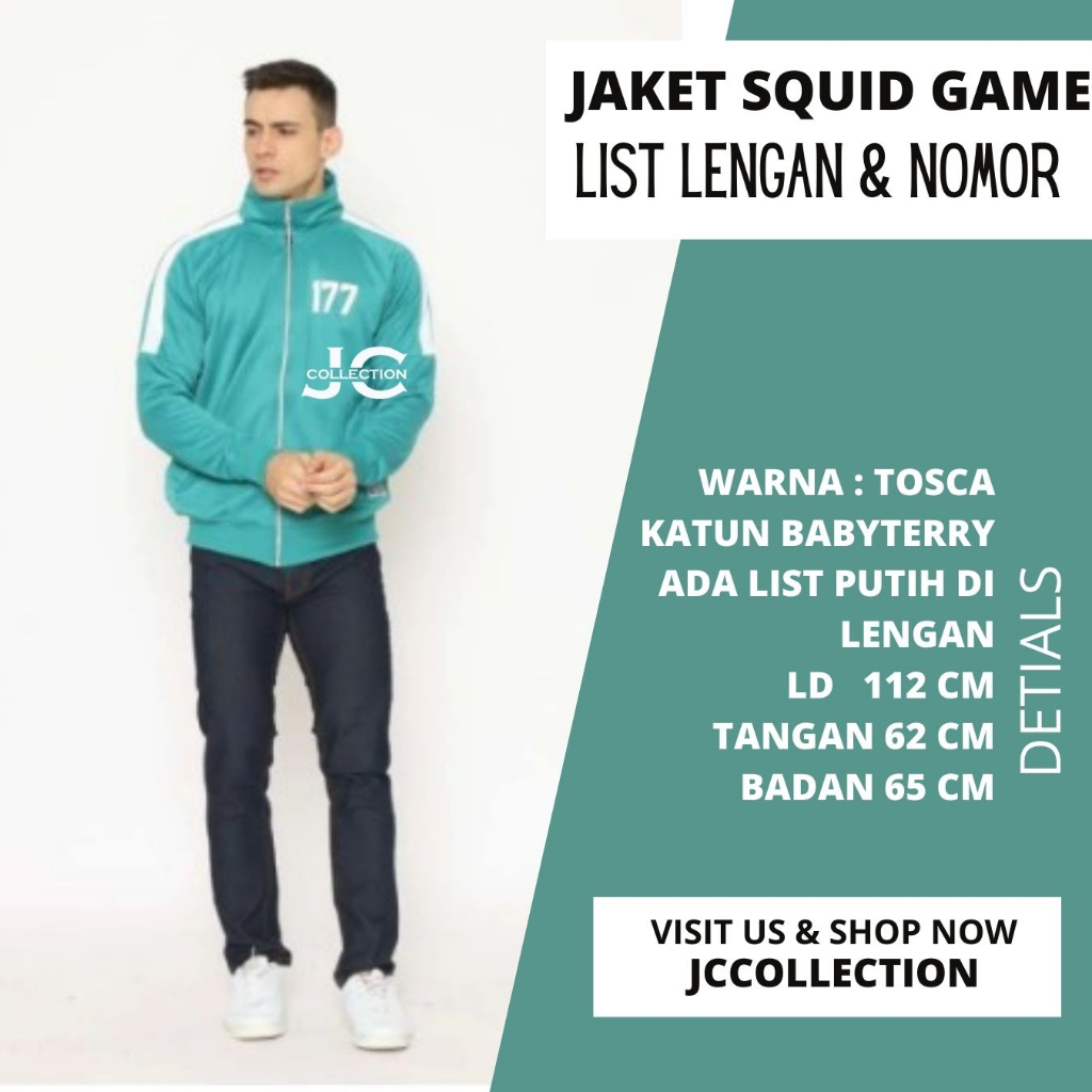 PROMO Sweater Jaket Squid Game List &amp; Zipper Seleting Murah Adem Nyaman - Tosca - JCCollections