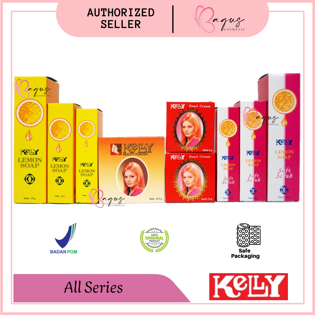 ⭐BAGUS⭐ KELLY All Series | Pearl Cream 5gr 15gr | Lemon Soap 15gr 25gr 75gr | Soft Scrub 15gr 25gr 75gr | Bedak Kuning